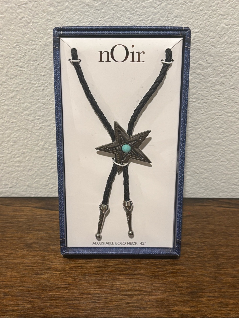 nOir Jewelry Black Braided Bolo with Turquoise Star Slide